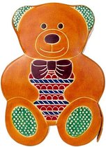 Spaarpot - Teddybeer - Geitenleer - Bruin - 10,5x14x4 cm - India - Sarana - Fairtrade