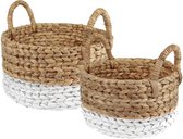 BASKETS WATERHYC. DIP DYE SET 2 - 35x35x35 cm - naturel - wit - 2 stuks - India - Sarana - Fairtrade