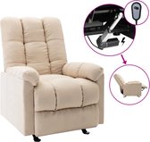 vidaXL Fauteuil verstelbaar elektrisch stof crèmekleurig