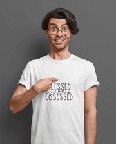 Blessed And Dog Obsessed T-Shirt, Cute Dog Lover T-Shirts, Dog Owner Gifts, Funny Dog Themed T-Shirts, Unisex Soft Style T-Shirts, D001-063W, M, Wit