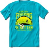 A Bad Day Fishing - Vissen T-Shirt | Groen | Grappig Verjaardag Vis Hobby Cadeau Shirt | Dames - Heren - Unisex | Tshirt Hengelsport Kleding Kado - Blauw - L