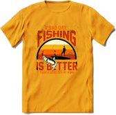 A Bad Day Fishing - Vissen T-Shirt | Grappig Verjaardag Vis Hobby Cadeau Shirt | Dames - Heren - Unisex | Tshirt Hengelsport Kleding Kado - Geel - XL
