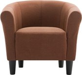 Furnibella – Fauteuilset met Hocker 2-delig Stof Bruin Loungestoel Kuipstoel Stoelen