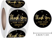 Thank You for Your Order stickers 50! stuks! - XL - 3,8 cm - Zwart Goud - Sluitstickers - Sluitzegel - Bedankt - Thanks - Small Business - Envelopsticker - Traktatie zakje - Cadeau