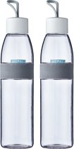 Mepal Ellipse Waterfles 700 ml Voordeelset van 2 Nordic White- Geschikt voor koolzuurhoudende dranken- Schoolartikel- Lunch- Kantoor- Travel- Outdoor