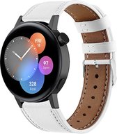 Leer Smartwatch bandje - Geschikt voor  Huawei Watch GT 3 42mm bandje leer - wit - 42mm - Strap-it Horlogeband / Polsband / Armband