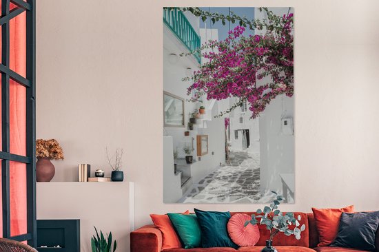 Toile Peinture Wit - Route - Grèce - 120x180 cm - Décoration murale XXL