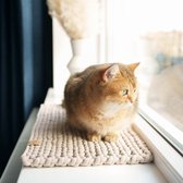Sunny Mat - tapis de rebord de fenêtre - tapis de chat - Beige - Petit - fait main - crochet - coton recyclé