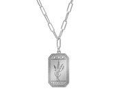 Victoria Cruz A4072-LAHG Zilveren Ketting - Dames - Hangertje - Plaatje - 20 x 12,3 - Lavendel - Kristallen - Wit - Fantasie Schakel - 40 + 5 cm - 2,3 mm Breed - Rhodium - Zilver
