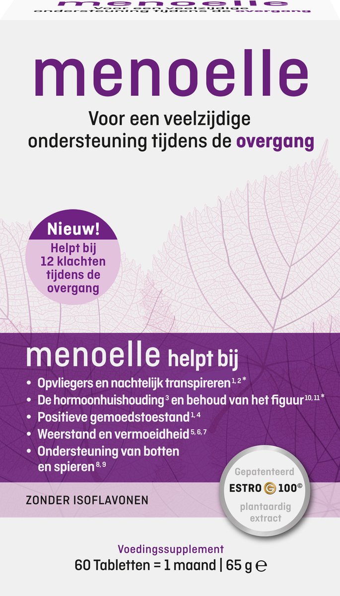 Goedkoopste Menoelle® Tabletten - Brede ondersteuning bij overgangsverschijnselen - Voedingssupplement voor vrouwen in de overgang - 60 tabletten