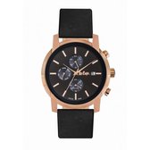 Lee Cooper LC06759.451 - Horloge - Analoog - Heren - Mannen - leren band - Zwart - Rosékleurig - Blauw