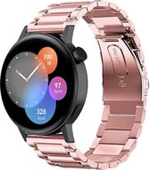 Stalen Smartwatch bandje - Geschikt voor  Huawei Watch GT 3 42mm stalen band - roze - 42mm roze - Strap-it Horlogeband / Polsband / Armband