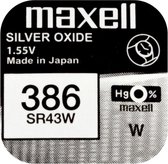 MAXELL - 386/SR43W - Pile Knoopcel à l'oxyde d'argent - Pile pour montre - 2 (deux) pièces