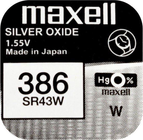 MAXELL - 386 / SR43W - Zilveroxide Knoopcel - horlogebatterij - 2 (twee) stuks