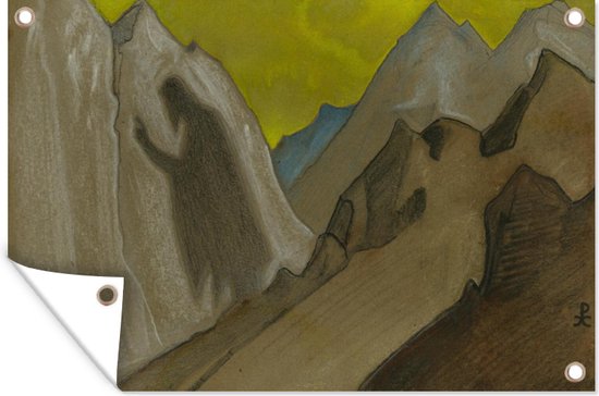 Tuindecoratie The shadow of the teacher - schilderij van Nicholas Roerich - 60x40 cm - Tuinposter - Tuindoek - Buitenposter
