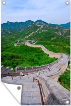 Affiche de jardin Vue de touristes marchant sur la Grande Muraille de Chine - 80x120 cm - Jardin