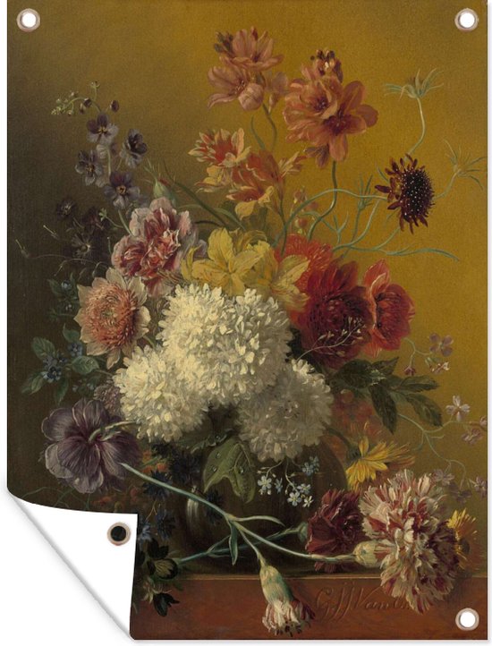 Peinture de jardin Nature morte aux fleurs - Peinture de Georgius Jacobus Johannes van Os - 60x80 cm - Affiche de jardin - Toile de jardin