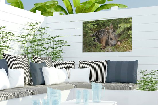 Décoration de jardin Cerf endormi - 60x40 cm - Affiche de jardin - Toile de jardin