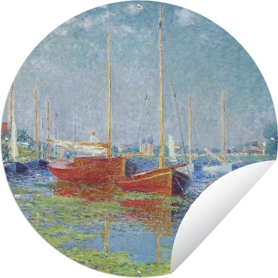Tuincirkel Rode boten bij Argenteuil - Schilderij van Claude Monet - 60x60 cm - Ronde Tuinposter - Buiten