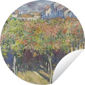 Tuincirkel De lindebomen in Poissy- Schilderij van Claude Monet - 60x60 cm - Ronde Tuinposter - Buiten