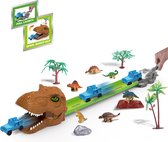 Jukxo - Dinosaurus Racebaan - Met Dino Hoofd - Dinosaurus speelgoed - Inc. lanceerstation - Dinosaurus Speelgoed Pakket - Veel Attributen