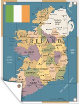 Muurdecoratie buiten Minimalistische kaart van Ierland - 120x160 cm - Tuindoek - Buitenposter