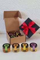Amella - honing set cadeau - Valentijnscadeau - 4x 30g potjes - 100% natuurlijke honing - gepersonaliseerd cadeau