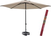Ronde parasol met voet en hoes | Madison Elba 300 cm ecru | Parasol rond en tevens kantelbaar