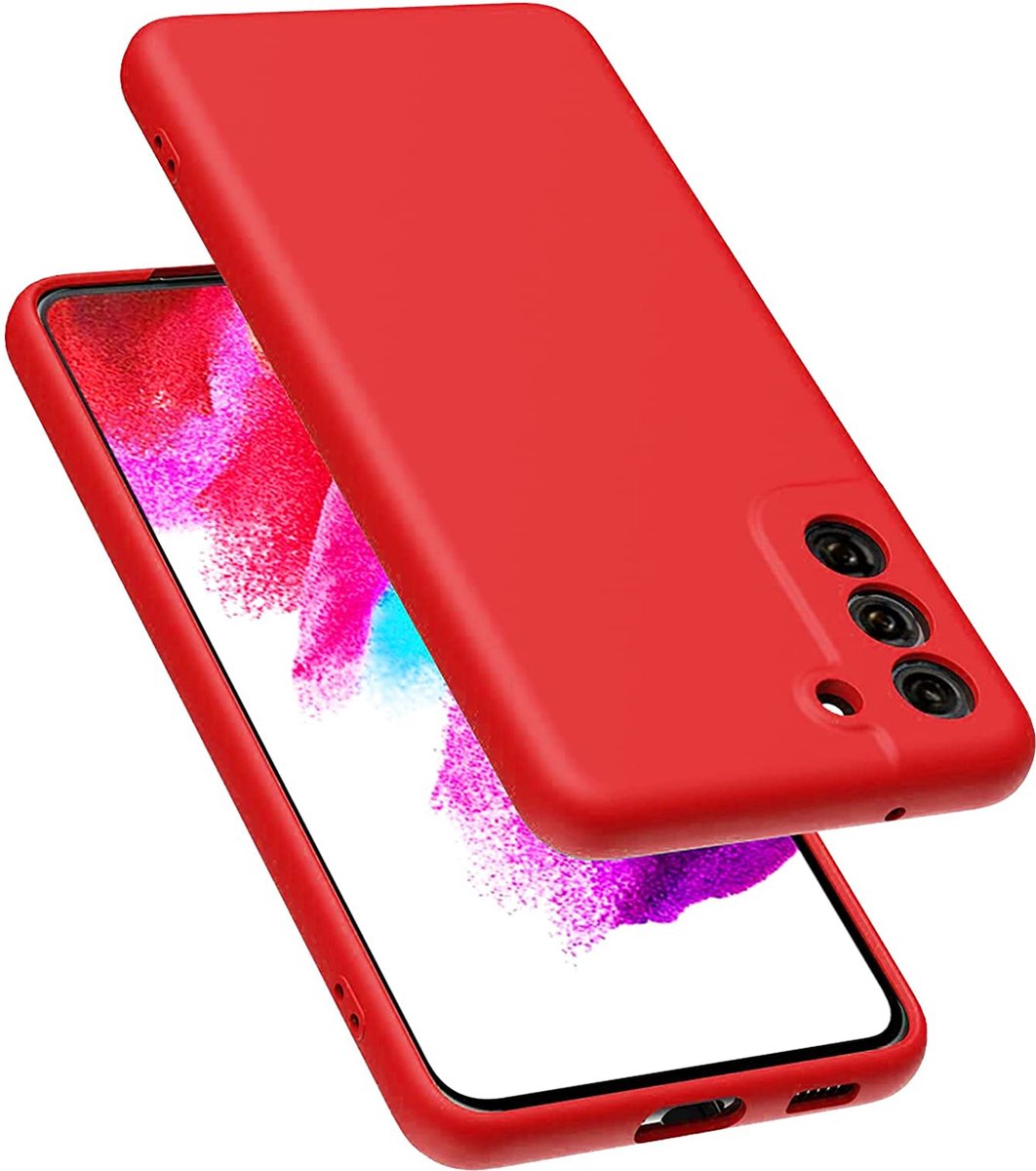 HB Hoesje Geschikt voor Samsung Galaxy S21 FE - Rood - Siliconen Back Cover