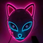 DriSubt Halloween masker, LED Purge masker voor kinderen volwassenen kostuum masker, maskerade masker voor anime cosplay carnaval Pasen Halloween party (Pink Japanese Fox Demon)