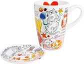 Blond Amsterdam - Dier - Set XL Mok, Petit four Cat Lover, 0.5L