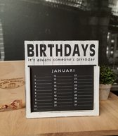 Verjaardagskalender - hout white - 30x29 cm - verjaardag - kalender