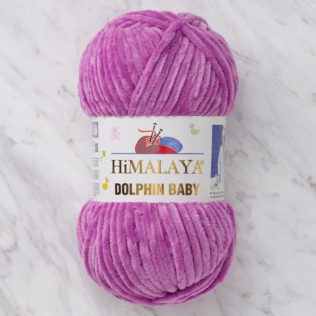 Himalaya Dolphin Baby 80356 Glans Lila Fluwelen Garen, Breien en Haken, 100g, Super Zacht, Fluweel Breigaren, Volumineuze Pluche, Schijnen Fluweelachtig, Chenille Dolfijn Baby Wol, Amigurumi, Velluto Velours, Breiwol, Haakgaren, Kind Deken