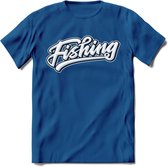 Fishing - Vissen T-Shirt | Grappig Verjaardag Vis Hobby Cadeau Shirt | Dames - Heren - Unisex | Tshirt Hengelsport Kleding Kado - Donker Blauw - M