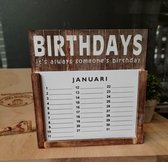 Verjaardagskalender - hout naturel - 30x29 cm - verjaardag -kalender