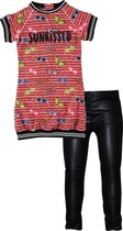 O'Chill - Kledingset (2delig) - Jurk Puck Rood - DJ-Dutchjeans Legging zwart -Maat 116