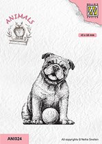 ANI024 Nellie Snellen Animal clearstamp Dog with ball - stempel blije hond met bal - buldog