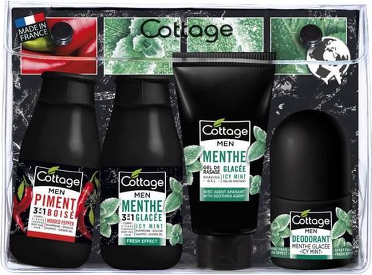 COTTAGE Kit Voyage Homme Shampoing Douche + Gel Rasage + Déodorant