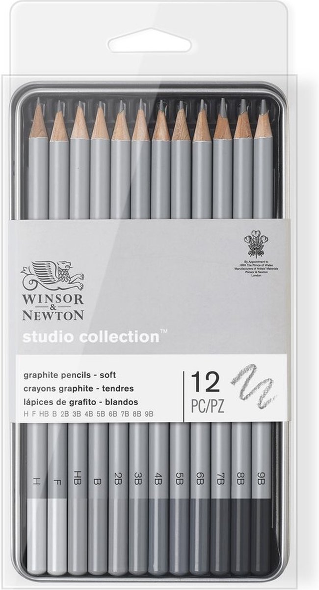 Winsor & Newton Studio Collection Grafietpotloden Zacht 12 Stuks in blik