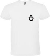Wit t-shirt met Gorilla en sigaar kleine print Size XXXL