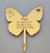 Gepersonaliseerde grafsteker vlinder goud - Bloemensteker - Grafsteker - Vlinder - Gepersonaliseerd - Goud acrylaat