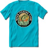 Fishing Club - Vissen T-Shirt | Beige | Grappig Verjaardag Vis Hobby Cadeau Shirt | Dames - Heren - Unisex | Tshirt Hengelsport Kleding Kado - Blauw - L