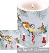 Set: Kaars + 20 servetten Big Christmas Socks winterdecoratie | AMB71266-CS | Ambiente