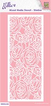 MMSSL026 Nellie's Mixed Media Stencil Nellie Snellen - sjabloon slimline  plastic - rozen - bloemen - roses