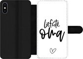 Bookcase Geschikt voor iPhone X telefoonhoesje - Oma - Quotes - Spreuken - Liefste oma - Met vakjes - Wallet case met magneetsluiting