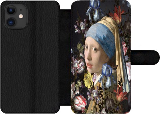 Bookcase pour iPhone 12 Pro Bookcase - Fille à la perle - Johannes Vermeer - Fleurs - Avec poches - Étui portefeuille avec fermeture magnétique