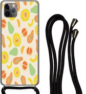 Hoesje met koord Geschikt voor iPhone 11 Pro - Fruit - Patronen - Meloen - Siliconen - Crossbody - Backcover met Koord - Telefoonhoesje met koord - Hoesje met touw