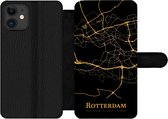 Étui pour téléphone iPhone 11 Bookcase - Rotterdam - Carte - Or - Avec poches - Étui portefeuille avec fermeture magnétique