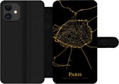 Bookcase Geschikt voor iPhone 11 telefoonhoesje - Parijs - Kaart - Gold - Met vakjes - Wallet case met magneetsluiting