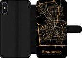 Bookcase Geschikt voor iPhone XS Max telefoonhoesje - Eindhoven - Stadskaart - Goud - Met vakjes - Wallet case met magneetsluiting
